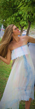 Load image into Gallery viewer, Cotton strapless fairy dress with lace a pastel tie-dye
