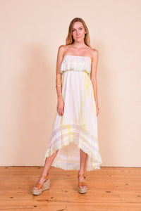 Cotton strapless fairy dress with lace a pastel tie-dye